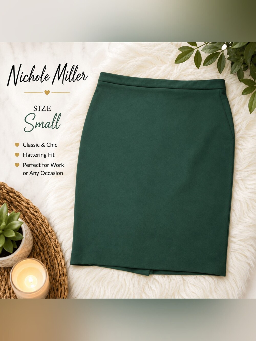 Nicole Miller Emerald Green Pencil Skirt